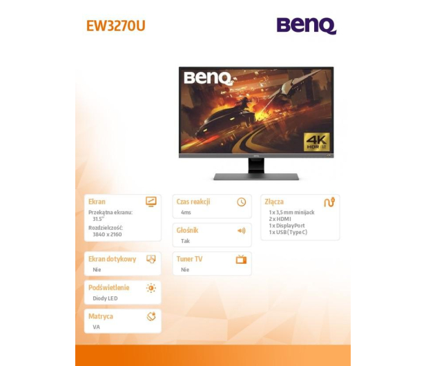 BenQ EW3270UE czarny 4K HDR - 530083 - zdjęcie 7